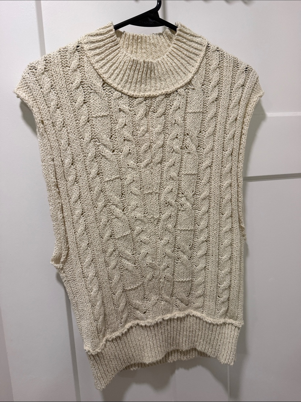 Free People Cream Cable Knit Turtleneck Sweater Vest